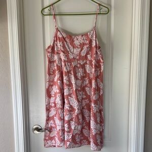 Tropical Floral Mini Dress in Pink and White / J37